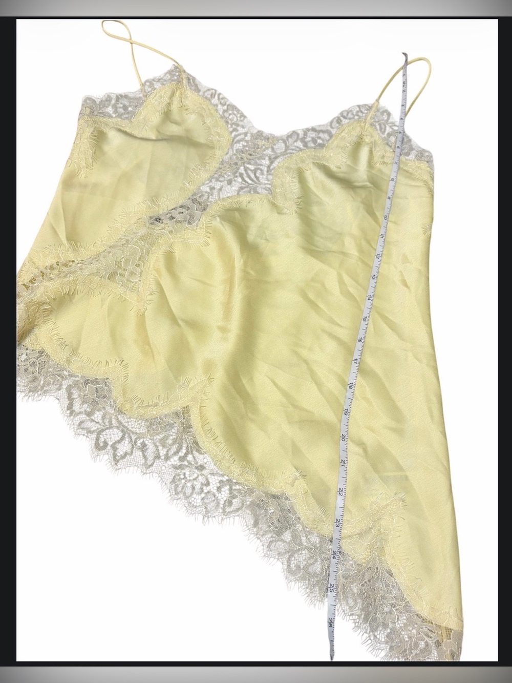 Zara Viral Bloggers Satin Lace Camisole Top Yellow Ivory Y2K Romantic Coquette M - Picture 7 of 10